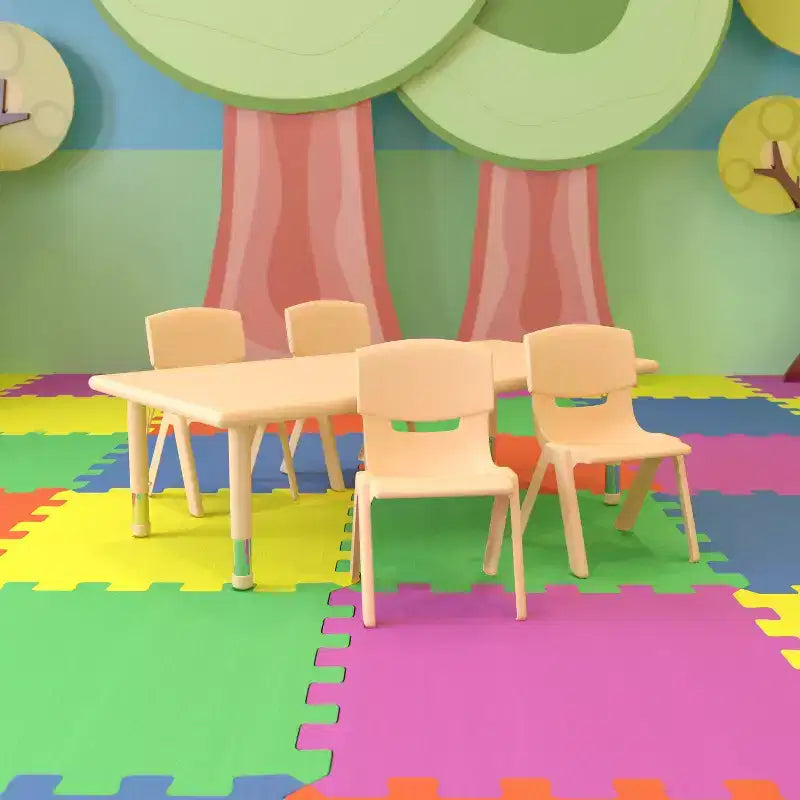 Emma et Oliver Ensemble de table d'activités rectangulaire en plastique, réglable en hauteur, 61 x 122 cm, avec 4 chaises
