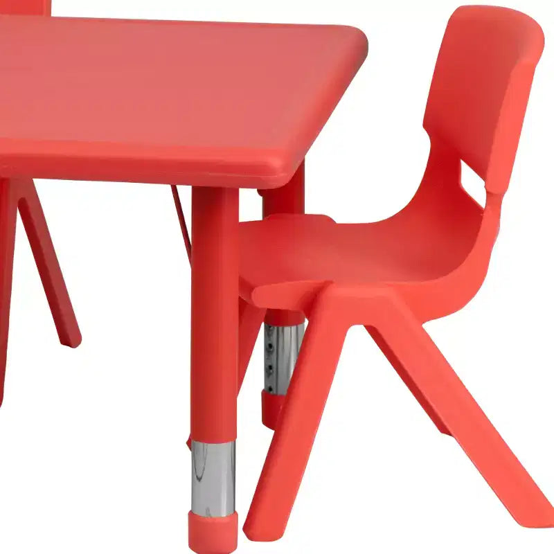 Emma et Oliver Ensemble de table d'activités rectangulaire en plastique, réglable en hauteur, 61 x 122 cm, avec 4 chaises