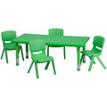 Emma et Oliver Ensemble de table d'activités rectangulaire en plastique, réglable en hauteur, 61 x 122 cm, avec 4 chaises