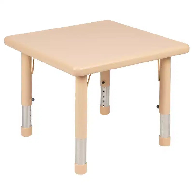 Emma et Oliver Ensemble Table d'activités Carrée en Plastique Réglable en Hauteur 24 po avec 2 Chaises
