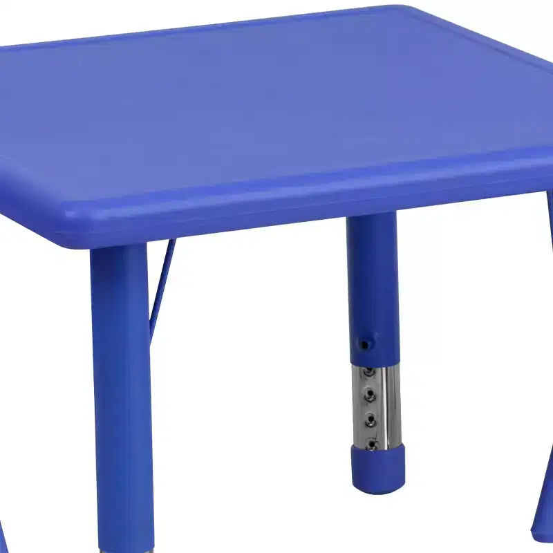 Emma et Oliver Ensemble Table d'activités Carrée en Plastique Réglable en Hauteur 24 po avec 2 Chaises