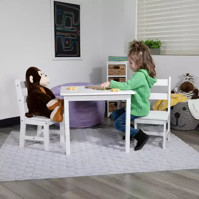 Flash Furniture Ensemble table et chaises pour enfants en bois massif pour salle de jeux, chambre, cuisine - Ensemble de 3 pièces