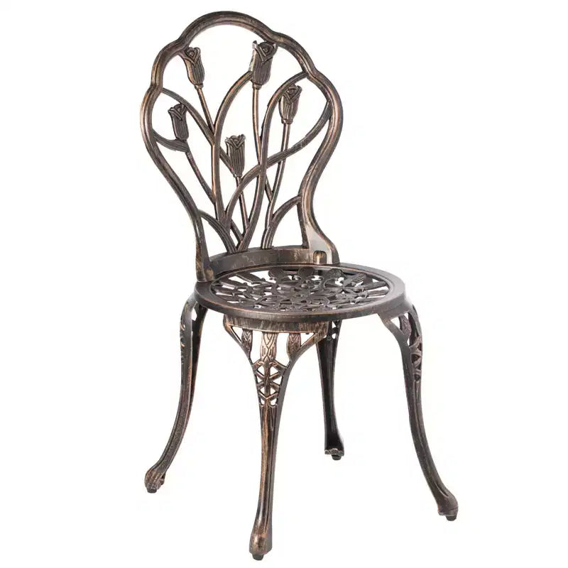 Gardenised Ensemble repas bronze intérieur et extérieur 2 chaises avec 1 table Bistro Patio en aluminium moulé.