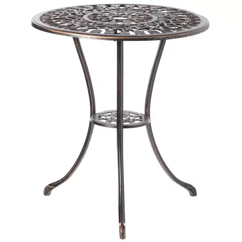 Gardenised Ensemble repas bronze intérieur et extérieur 2 chaises avec 1 table Bistro Patio en aluminium moulé.