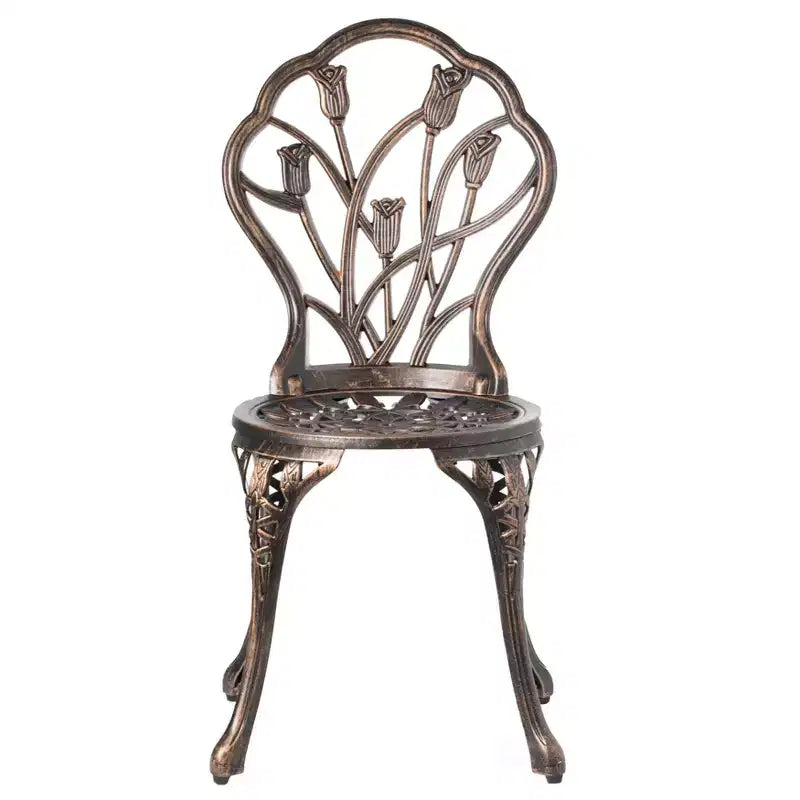 Gardenised Ensemble repas bronze intérieur et extérieur 2 chaises avec 1 table Bistro Patio en aluminium moulé.