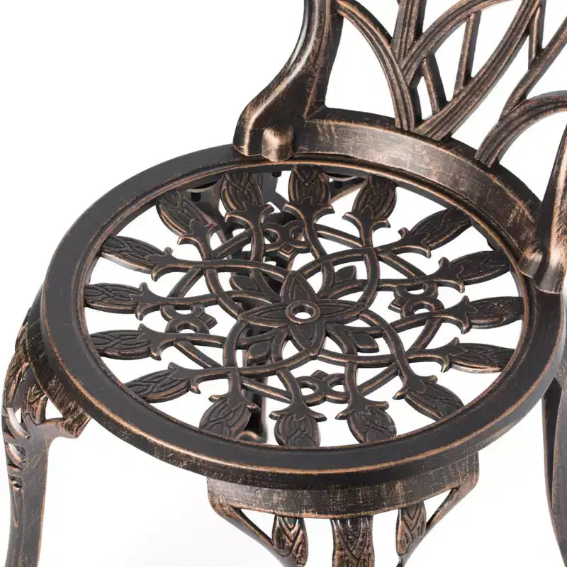 Gardenised Ensemble repas bronze intérieur et extérieur 2 chaises avec 1 table Bistro Patio en aluminium moulé.