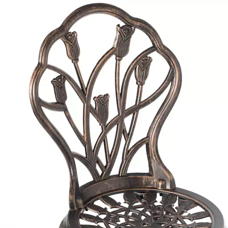 Gardenised Ensemble repas bronze intérieur et extérieur 2 chaises avec 1 table Bistro Patio en aluminium moulé.