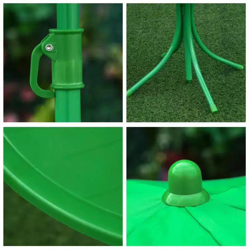 Ensemble table et chaises pliantes Outsunny pour enfants, table de pique-nique avec motif grenouille, parasol amovible et réglable en hauteur pour jardin, arrière-cour, vert