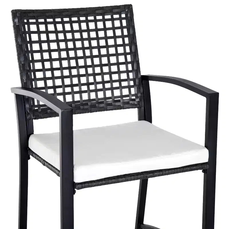Ensemble de bar de terrasse 3 pièces Outsunny avec coussin moelleux, ensemble de mobilier d'extérieur en rotin tressé pour jardins, pelouses, terrasses, piscines