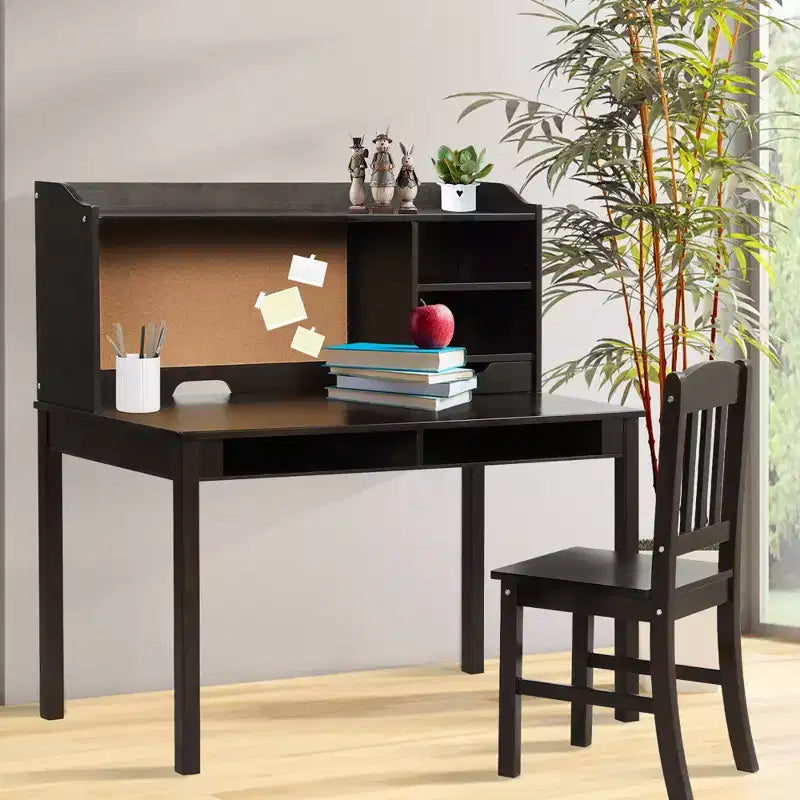 Bureau et chaise Costway pour enfants, table d'étude et d'écriture avec étagère et bibliothèques