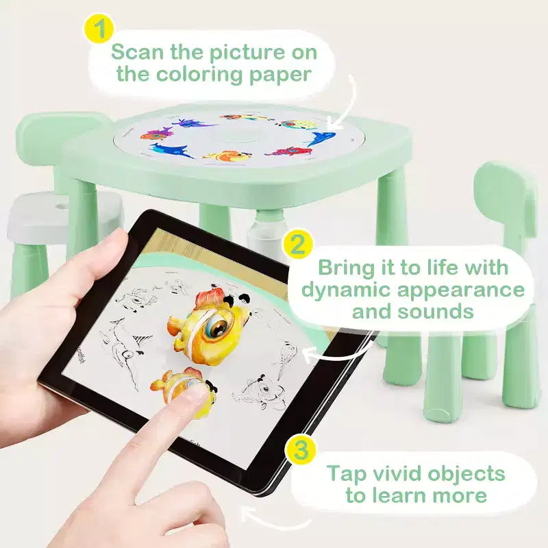 Costway Table et chaises d'activités 5 en 1 pour enfants, fonction de RA, table de construction de jeux d'eau et de travaux manuels