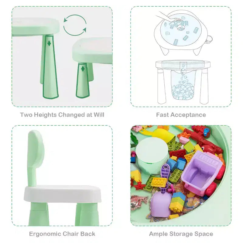 Costway Table et chaises d'activités 5 en 1 pour enfants, fonction de RA, table de construction de jeux d'eau et de travaux manuels