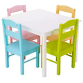 Costway 5 Pieces Kids Wood Table & Chair Set for 2-6 Years Colorful
