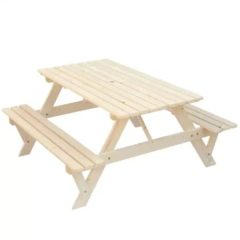 Gardenised Outdoor Wooden Patio Deck Garden 6-Person Picnic Table, for Backyard, Garden