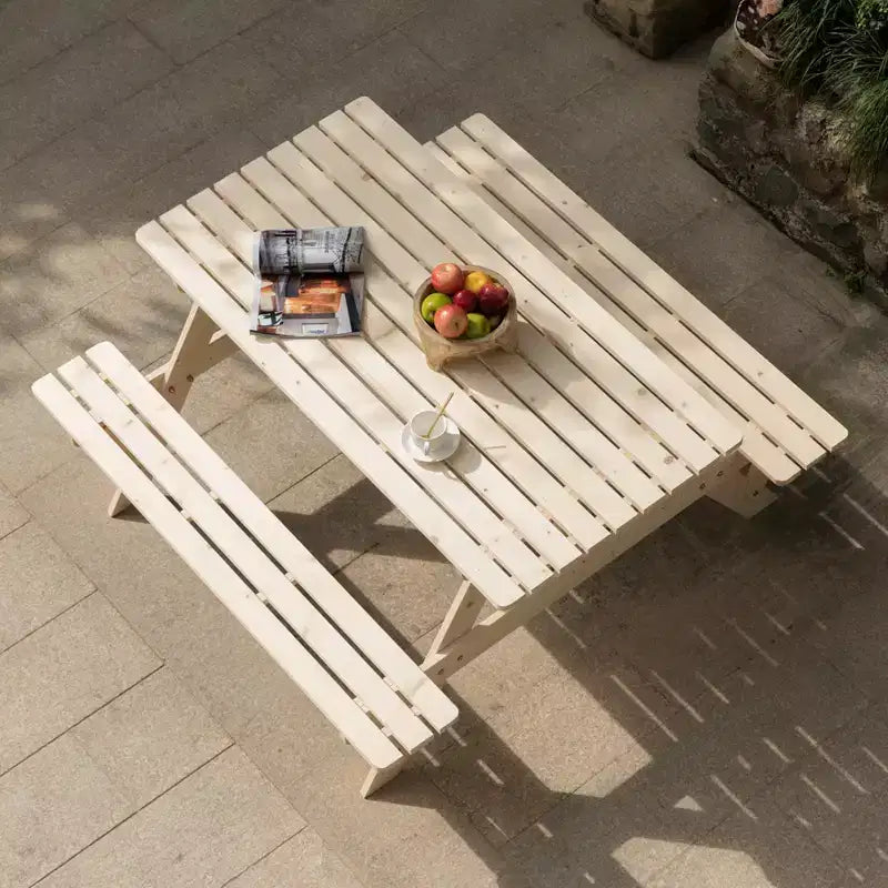 Table de pique-nique en bois 6 places Gardenised, pour terrasse, jardin, arrière-cour