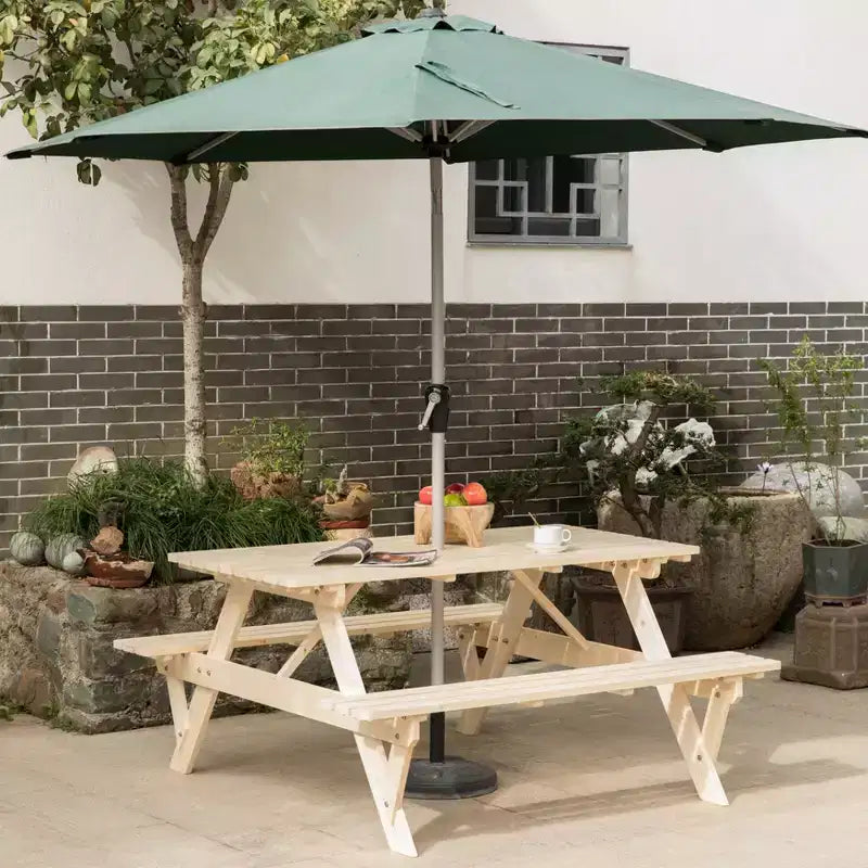 Table de pique-nique en bois 6 places Gardenised, pour terrasse, jardin, arrière-cour