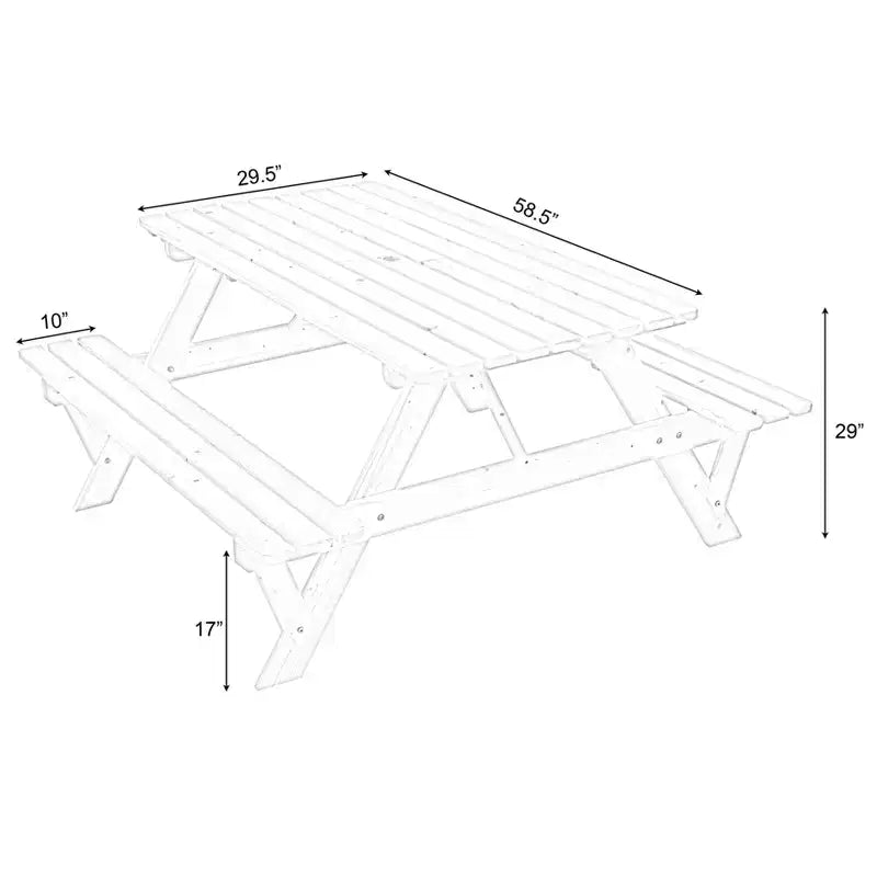 Table de pique-nique en bois 6 places Gardenised, pour terrasse, jardin, arrière-cour