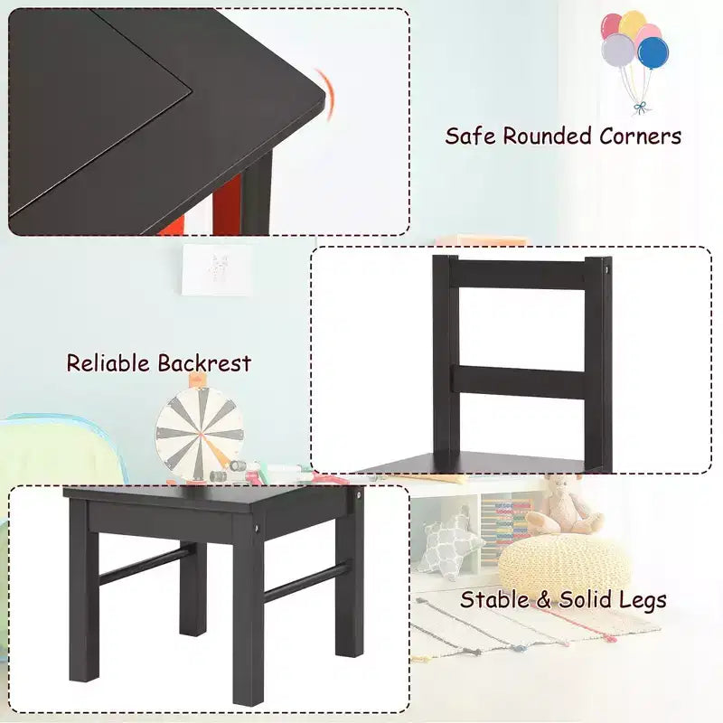 Table d'activités et 2 chaises 2-en-1 Costway pour enfants avec rangement et plateau de construction de blocs