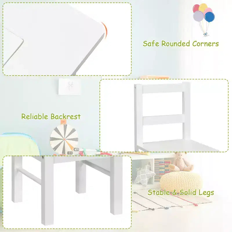 Table d'activités et 2 chaises 2-en-1 Costway pour enfants avec rangement et plateau de construction de blocs