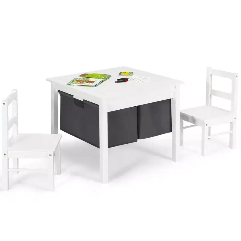 Table d'activités et 2 chaises 2-en-1 Costway pour enfants avec rangement et plateau de construction de blocs