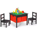 Costway 2-in-1 Kids Activity Table & 2 Chairs Set w/Storage Building Block Table