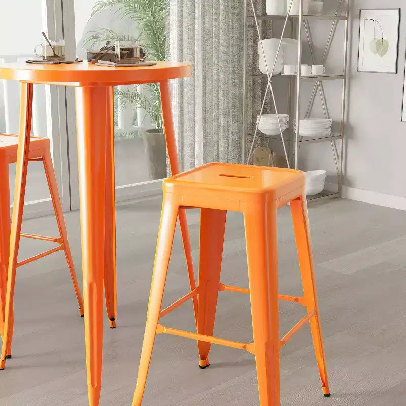 Ensemble de patio Merrick Lane avec table et tabourets sans dossier – Cadres en métal thermolaqué pour utilisation intérieure et extérieure