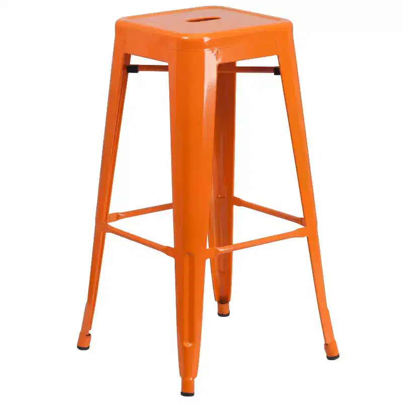 Ensemble de patio Merrick Lane avec table et tabourets sans dossier – Cadres en métal thermolaqué pour utilisation intérieure et extérieure