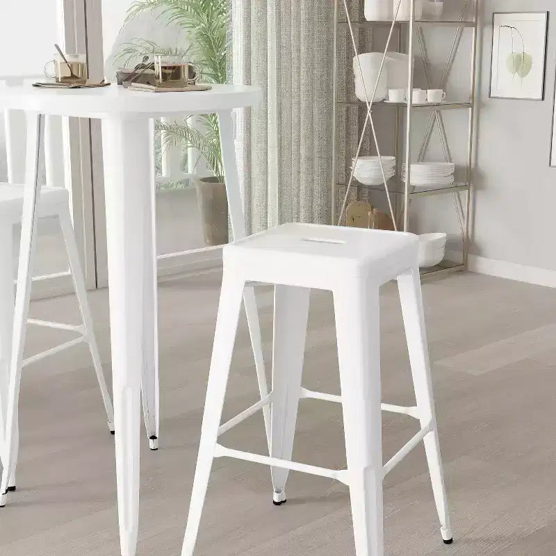 Ensemble de patio Merrick Lane avec table et tabourets sans dossier – Cadres en métal thermolaqué pour utilisation intérieure et extérieure