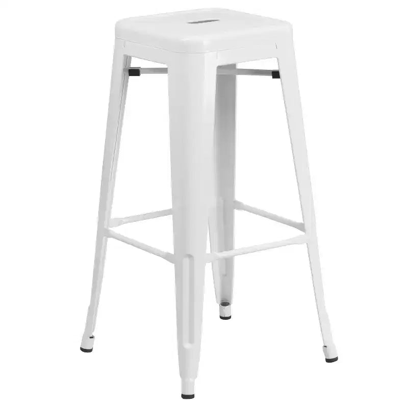 Ensemble de patio Merrick Lane avec table et tabourets sans dossier – Cadres en métal thermolaqué pour utilisation intérieure et extérieure
