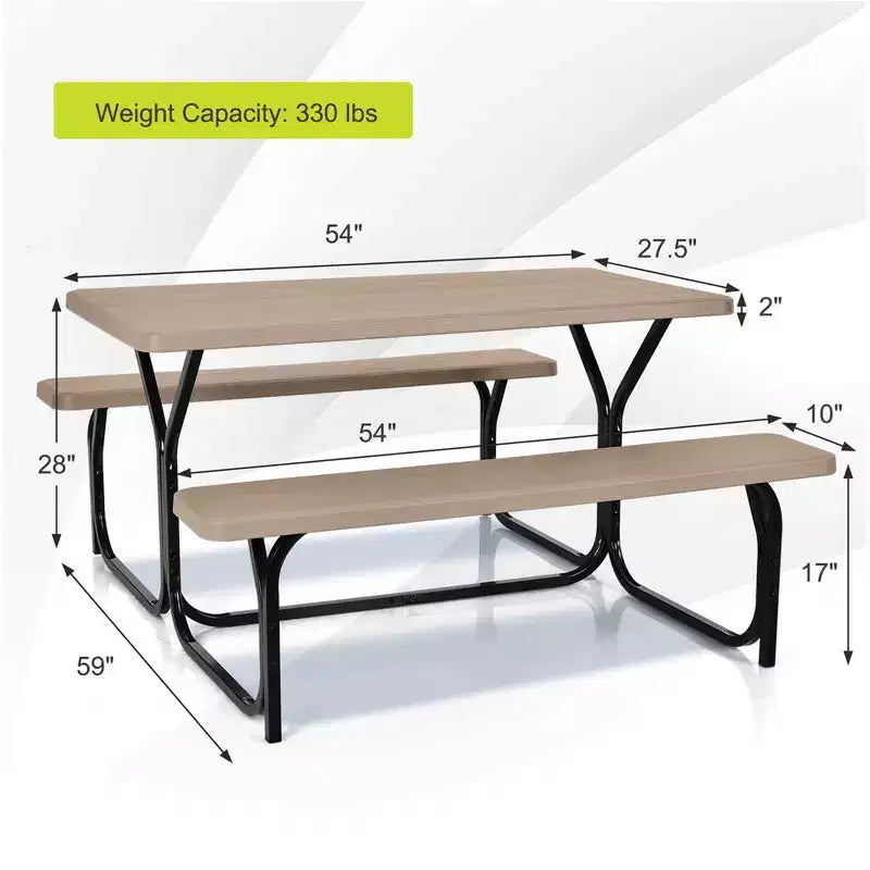 Ensemble Table et Banc de Pique-nique Costway pour Extérieur, Jardin, Patio, Fête, Repas, Tout Temps, Noir/Blanc/Gris/Marron/Vert
