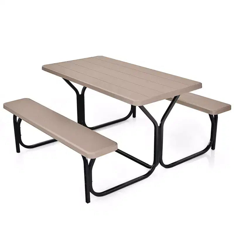 Ensemble Table et Banc de Pique-nique Costway pour Extérieur, Jardin, Patio, Fête, Repas, Tout Temps, Noir/Blanc/Gris/Marron/Vert