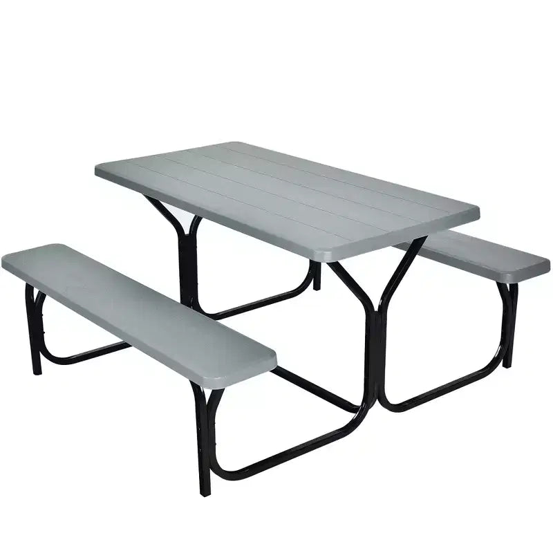 Ensemble Table et Banc de Pique-nique Costway pour Extérieur, Jardin, Patio, Fête, Repas, Tout Temps, Noir/Blanc/Gris/Marron/Vert