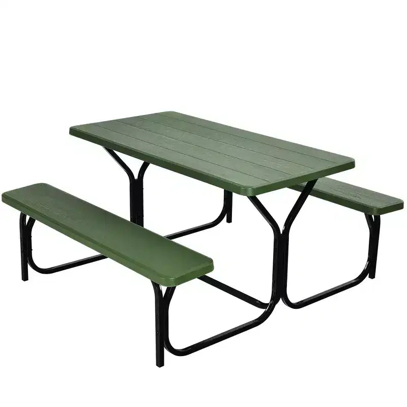 Ensemble Table et Banc de Pique-nique Costway pour Extérieur, Jardin, Patio, Fête, Repas, Tout Temps, Noir/Blanc/Gris/Marron/Vert