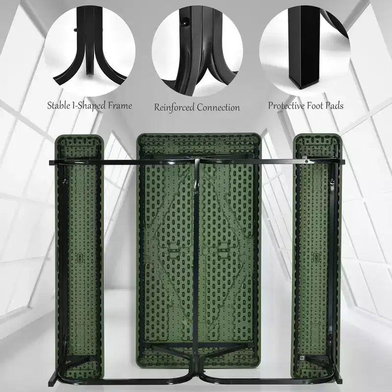Ensemble Table et Banc de Pique-nique Costway pour Extérieur, Jardin, Patio, Fête, Repas, Tout Temps, Noir/Blanc/Gris/Marron/Vert
