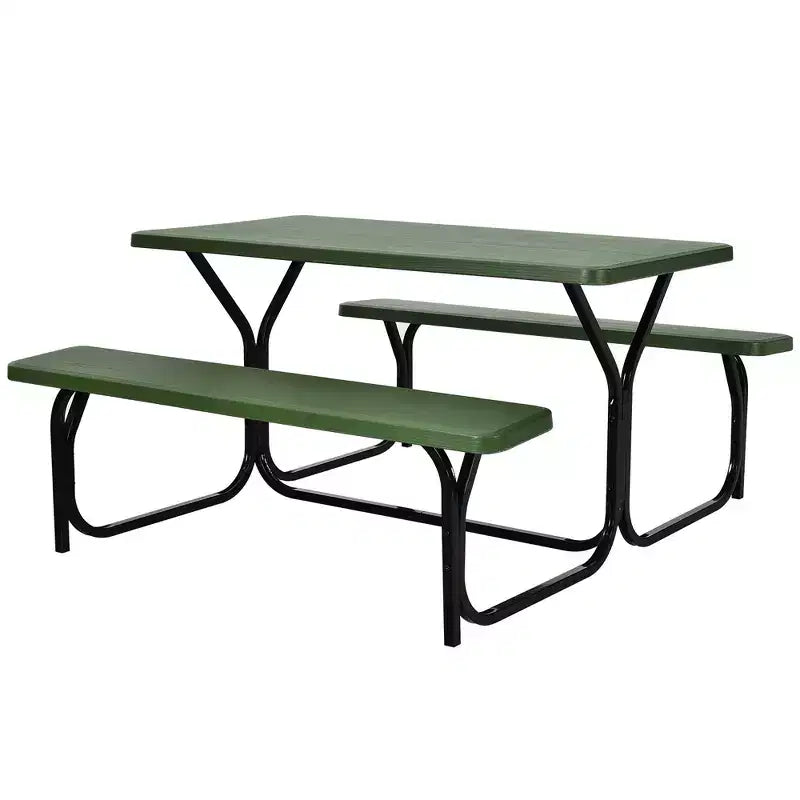 Ensemble Table et Banc de Pique-nique Costway pour Extérieur, Jardin, Patio, Fête, Repas, Tout Temps, Noir/Blanc/Gris/Marron/Vert
