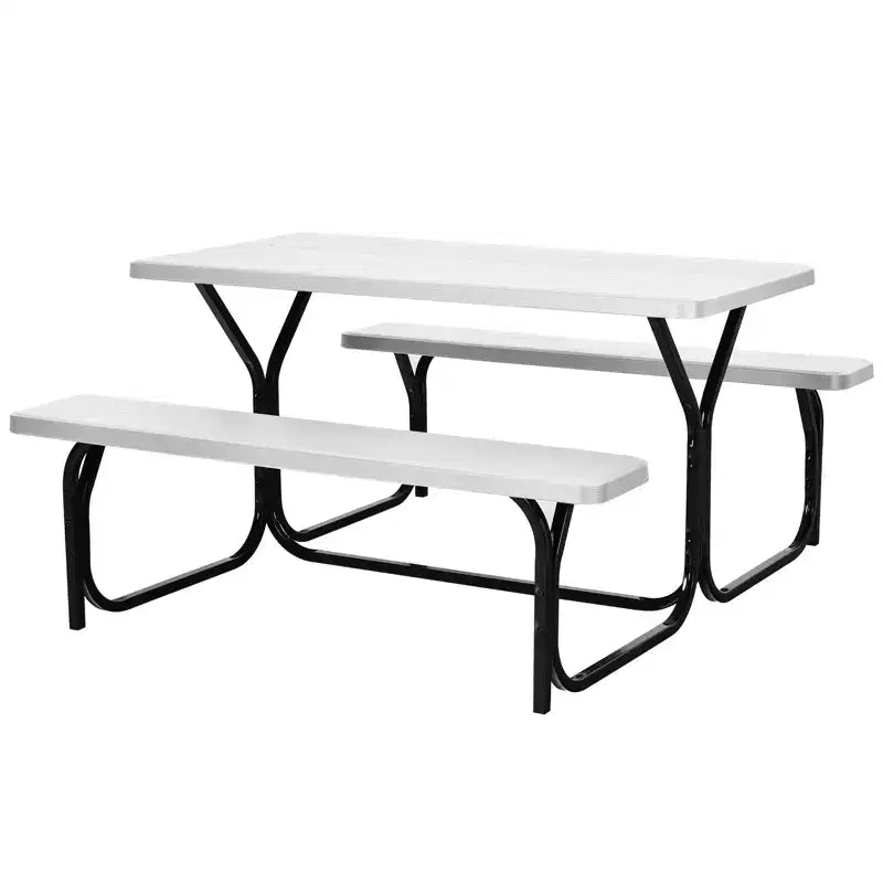 Ensemble Table et Banc de Pique-nique Costway pour Extérieur, Jardin, Patio, Fête, Repas, Tout Temps, Noir/Blanc/Gris/Marron/Vert