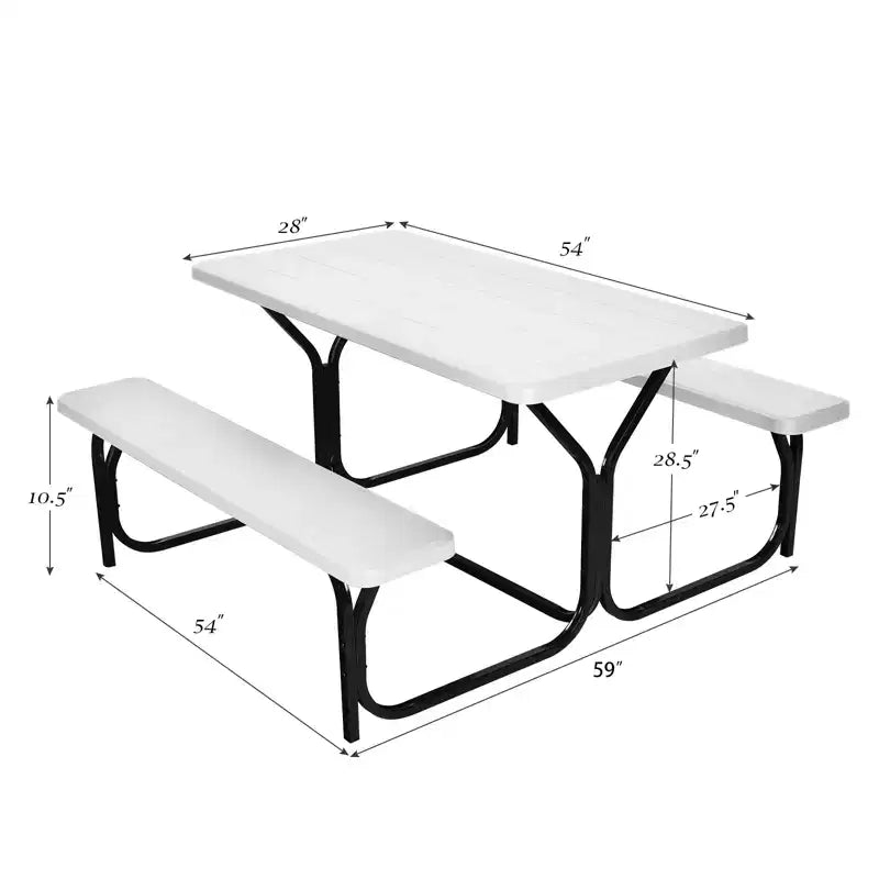 Ensemble Table et Banc de Pique-nique Costway pour Extérieur, Jardin, Patio, Fête, Repas, Tout Temps, Noir/Blanc/Gris/Marron/Vert