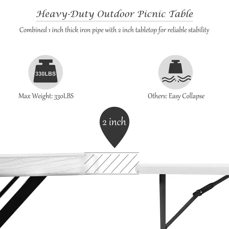 Ensemble Table et Banc de Pique-nique Costway pour Extérieur, Jardin, Patio, Fête, Repas, Tout Temps, Noir/Blanc/Gris/Marron/Vert
