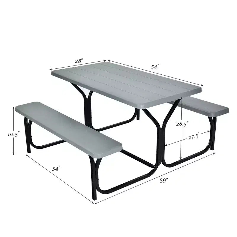 Ensemble Table et Banc de Pique-nique Costway pour Extérieur, Jardin, Patio, Fête, Repas, Tout Temps, Noir/Blanc/Gris/Marron/Vert