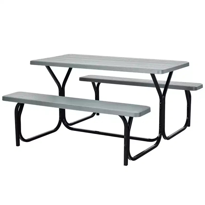 Ensemble Table et Banc de Pique-nique Costway pour Extérieur, Jardin, Patio, Fête, Repas, Tout Temps, Noir/Blanc/Gris/Marron/Vert