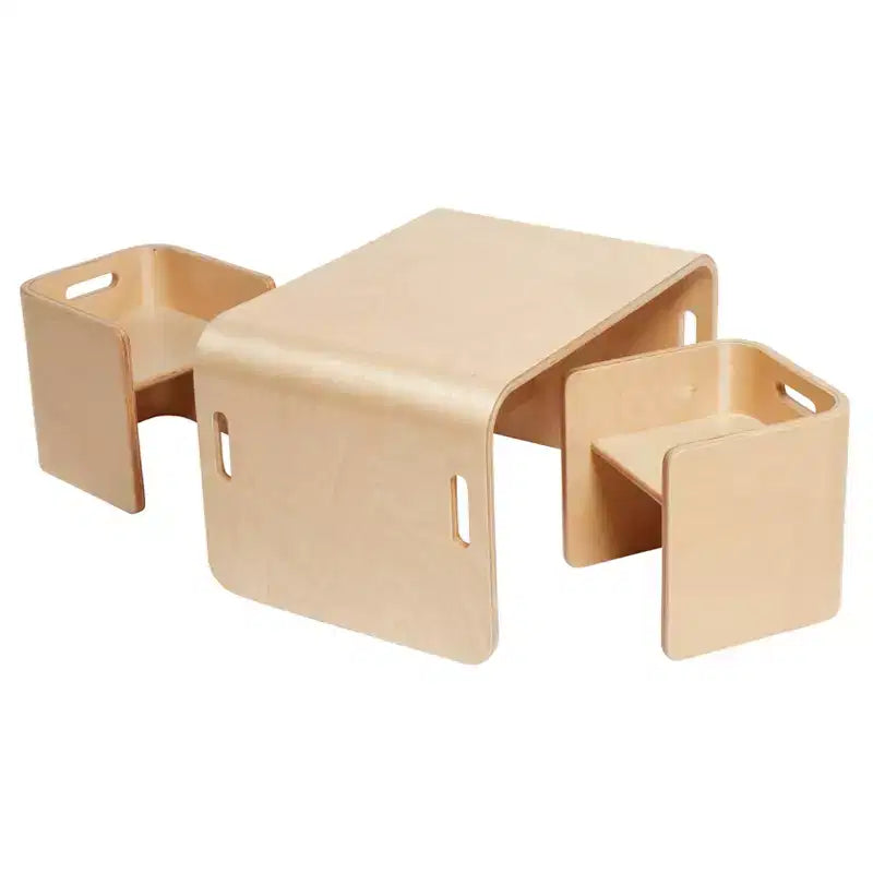 ECR4Kids Premium Bentwood Multipurpose Table and Chair Set, Childrens Furniture, Natural, 3-Piece