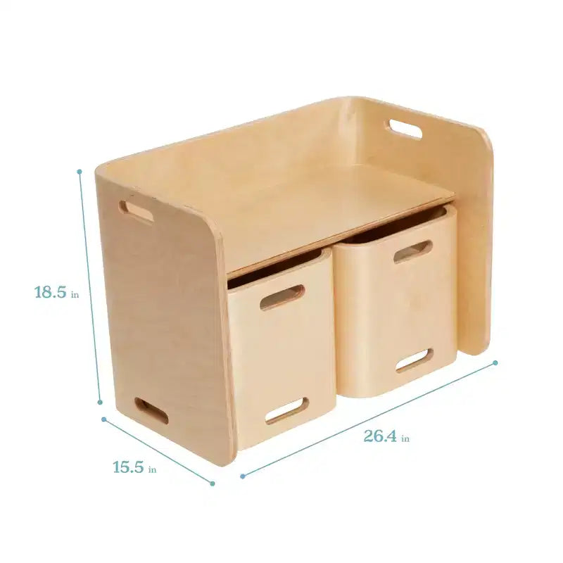 Ensemble table et chaises ECR4Kids Premium en bois courbé, meubles pour enfants, naturel, 3 pièces