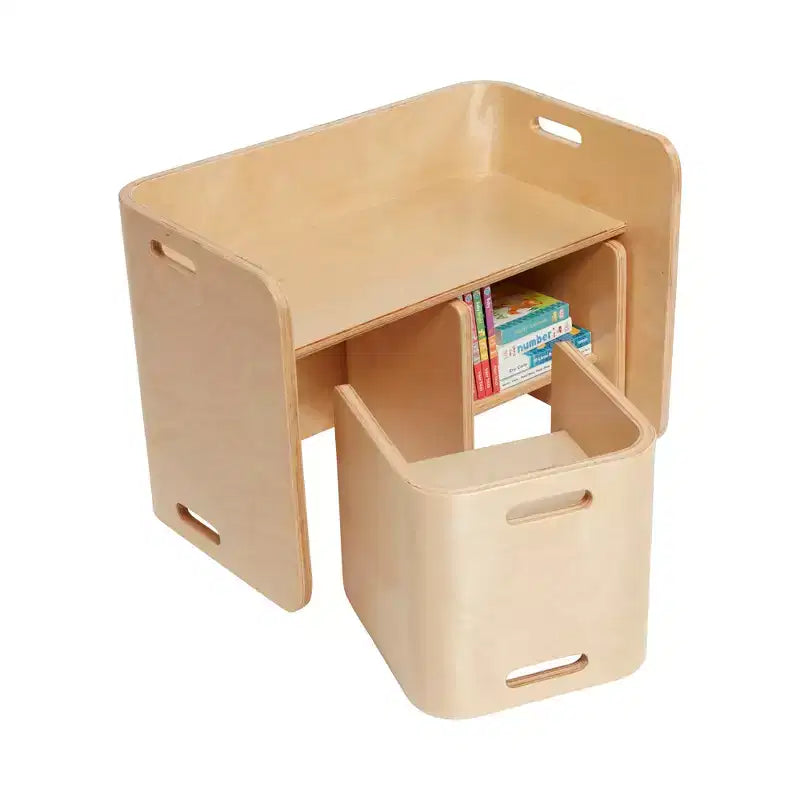 Ensemble table et chaises ECR4Kids Premium en bois courbé, meubles pour enfants, naturel, 3 pièces