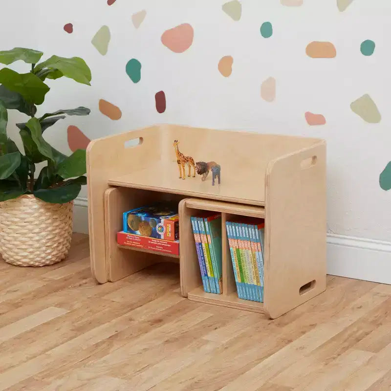 Ensemble table et chaises ECR4Kids Premium en bois courbé, meubles pour enfants, naturel, 3 pièces