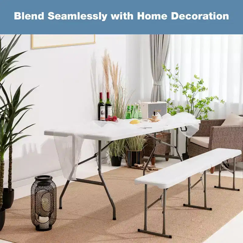 Ensemble table de camping pliable Costway avec 2 bancs