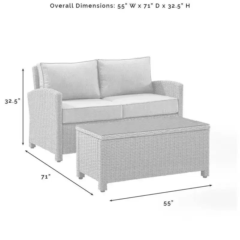 Ensemble canapé et table basse Bradenton en osier pour l'extérieur - Crosley