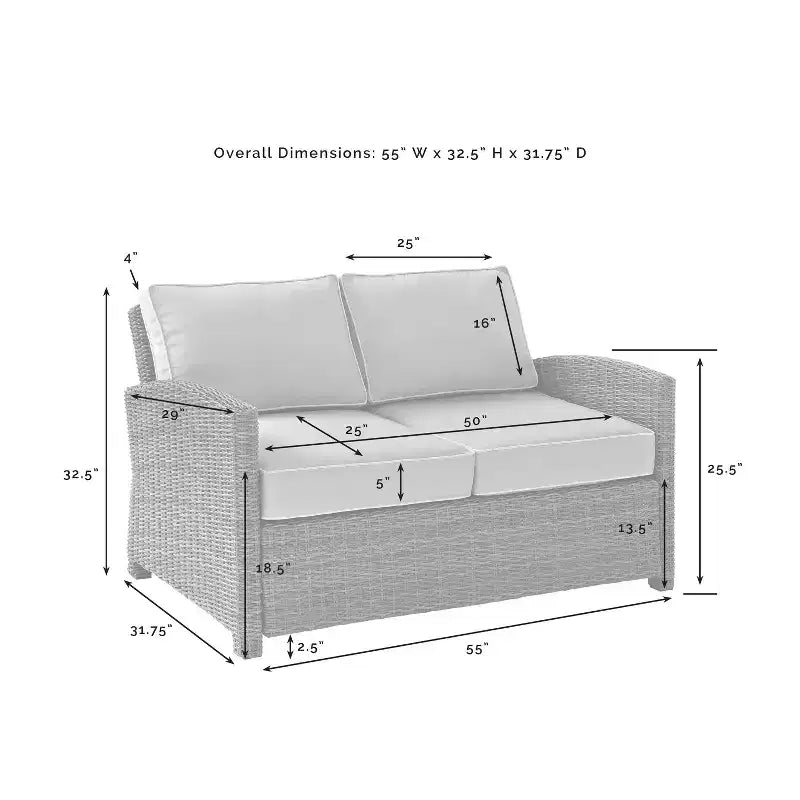 Ensemble canapé et table basse Bradenton en osier pour l'extérieur - Crosley
