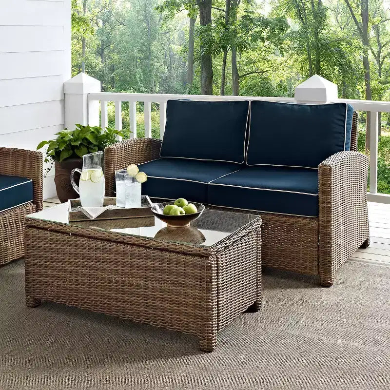 Ensemble canapé et table basse Bradenton en osier pour l'extérieur - Crosley