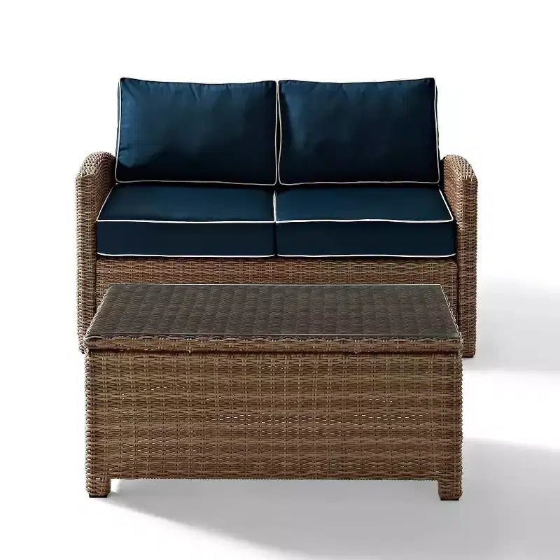 Ensemble canapé et table basse Bradenton en osier pour l'extérieur - Crosley