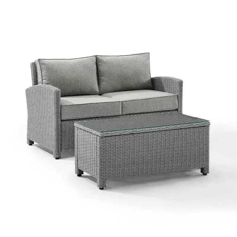 Ensemble canapé et table basse Bradenton en osier pour l'extérieur - Crosley